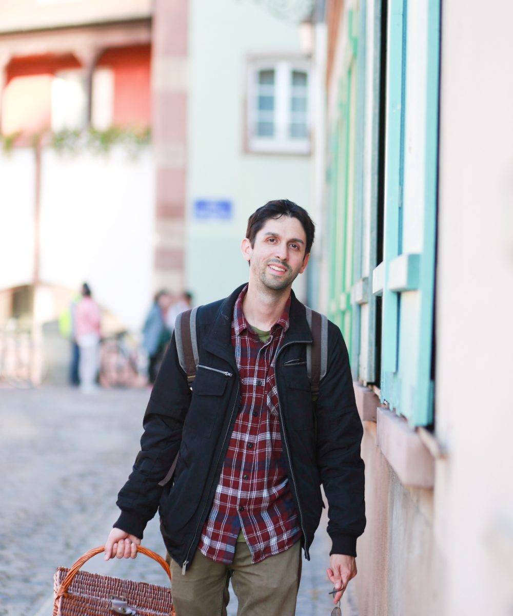 Alex walking in Alsace